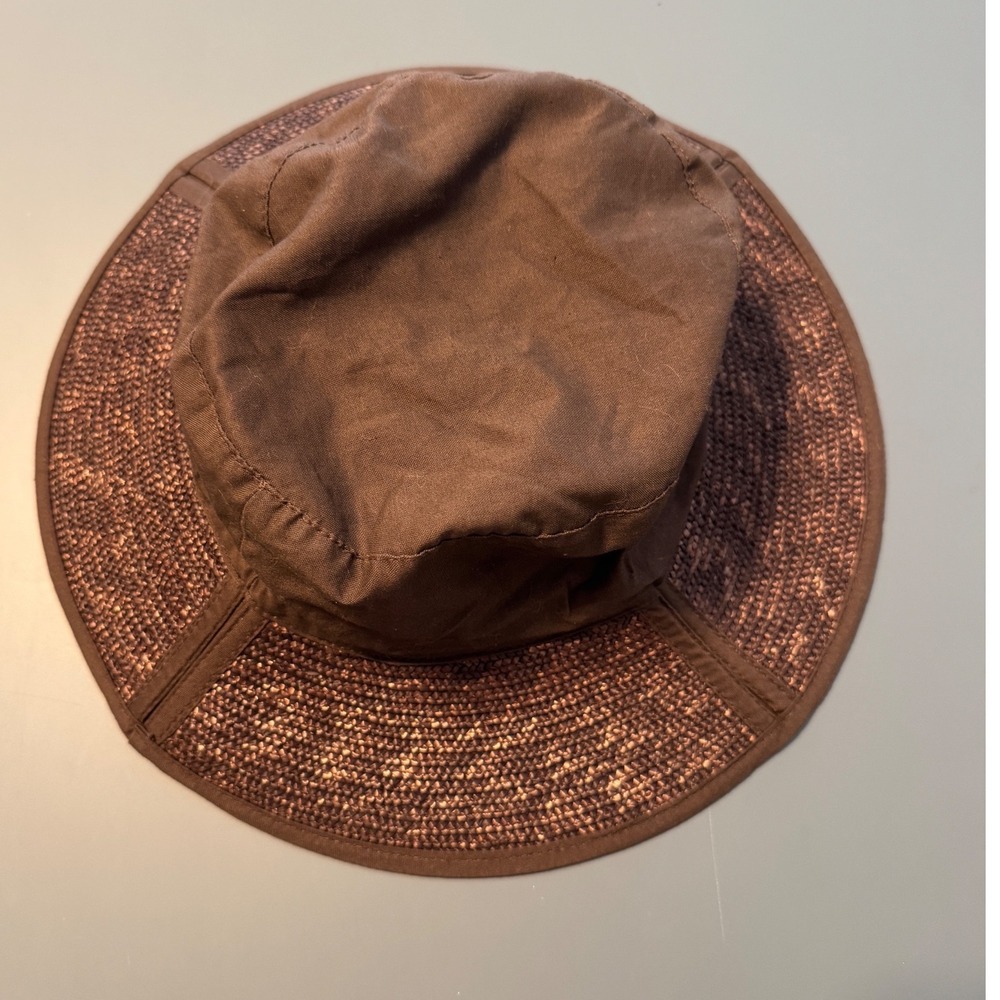Seeberger Germany Brown Woven Straw Wide Brim Sun Hat Boho Resort Cottagecore